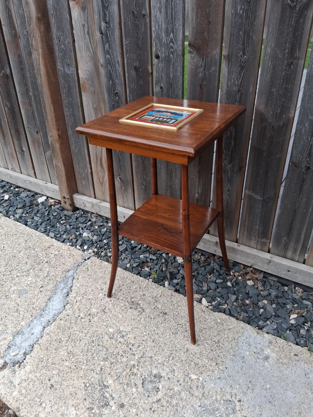 Antique Side Table with Decorative Top