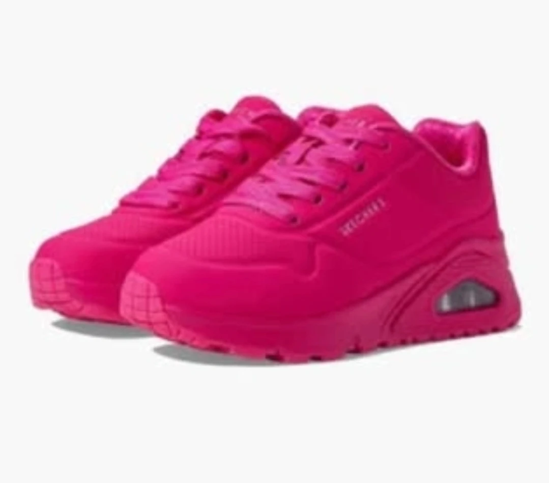 Skechers Girl's Uno Gen1-Neon Glow Sneaker - HOT PINK! Size 3 - photo 5