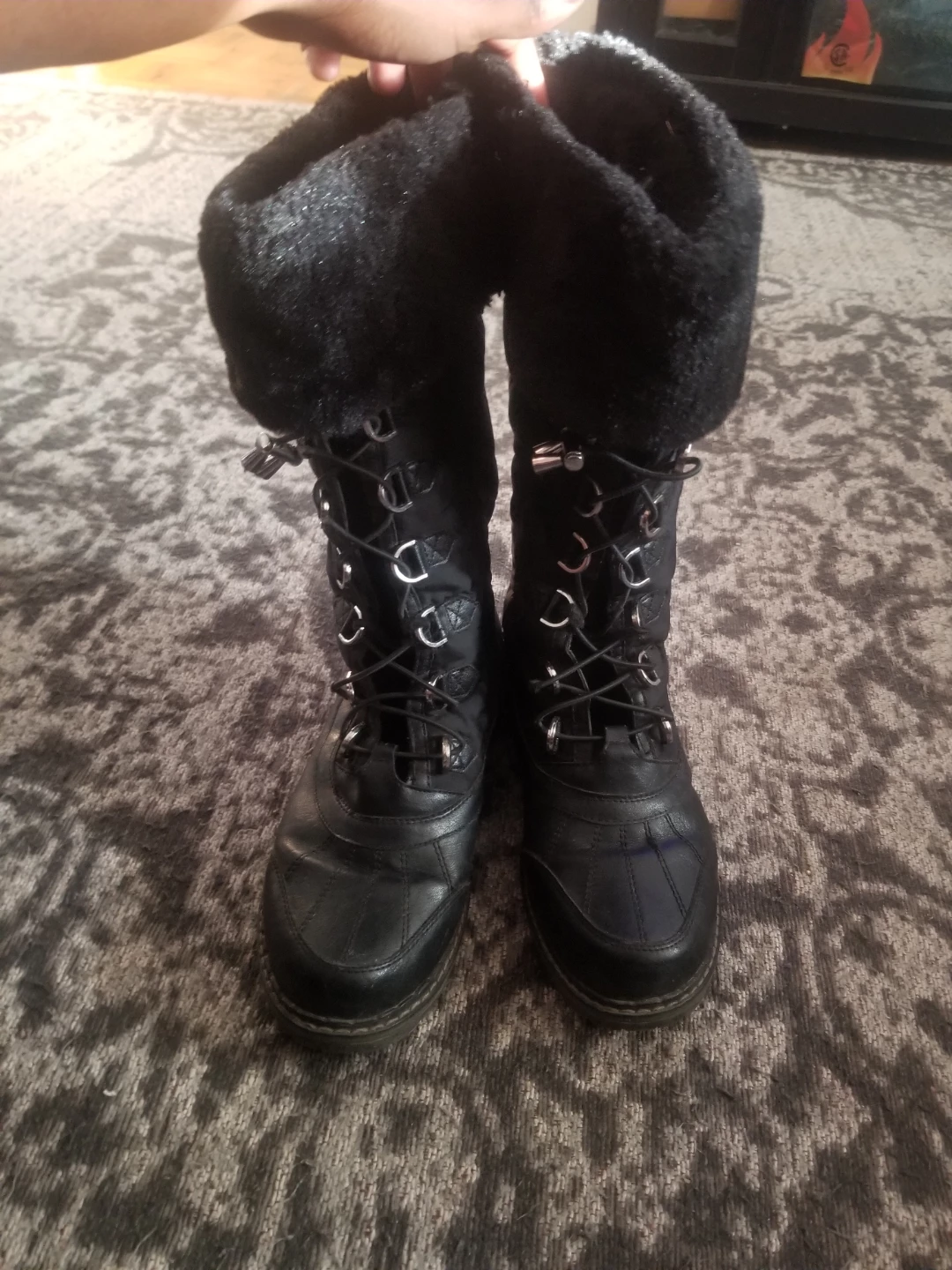 Womens Black Fur Insulation Boots Size 10