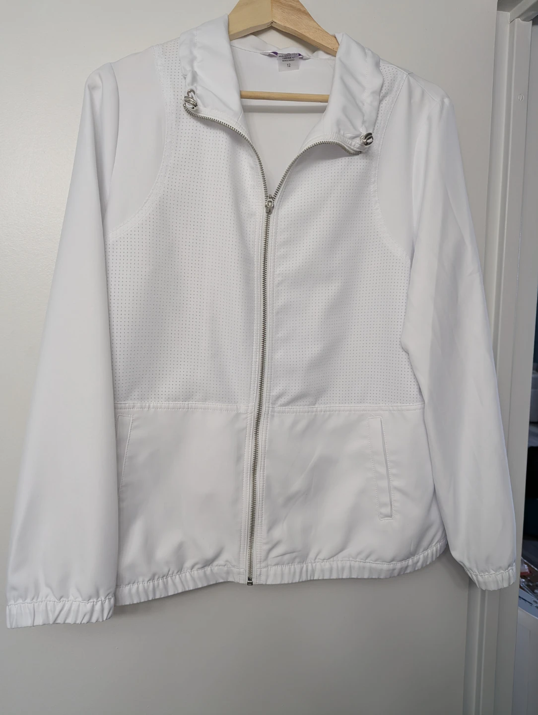 White Perforated Zip-Up Jacket