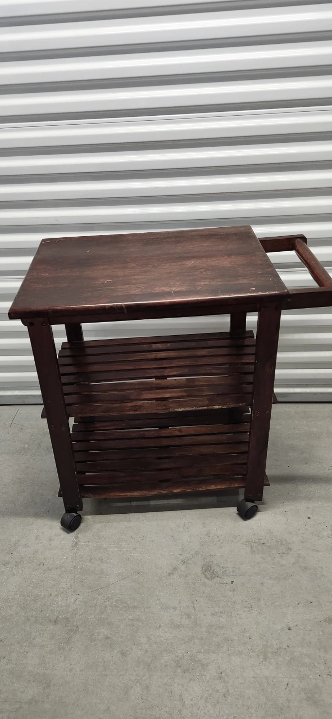Wooden indoor or outdoor serving table with wheels