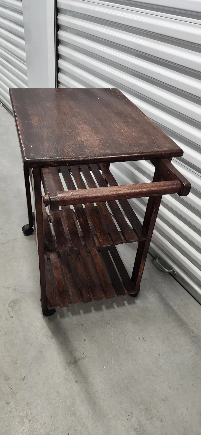 Wooden indoor or outdoor serving table with wheels - photo 3