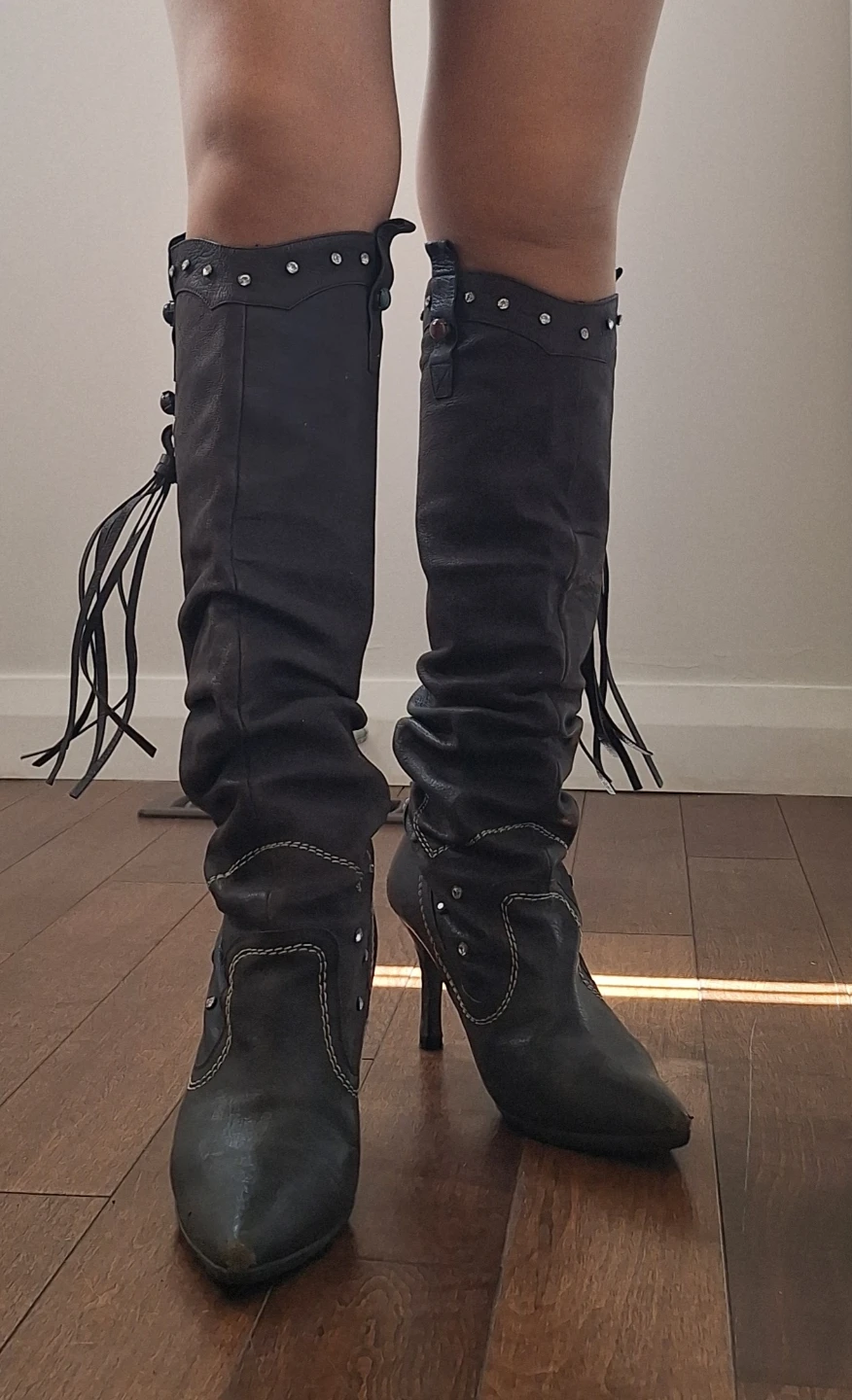 Women's Dark Brown Leather Tall Boots (Handmade)