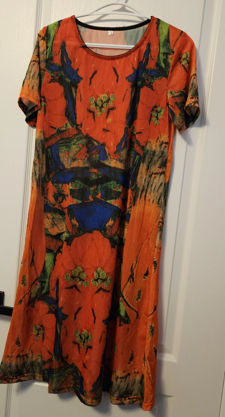 Colour splash dress women's pullover scoop neck relaxed fit - photo 2
