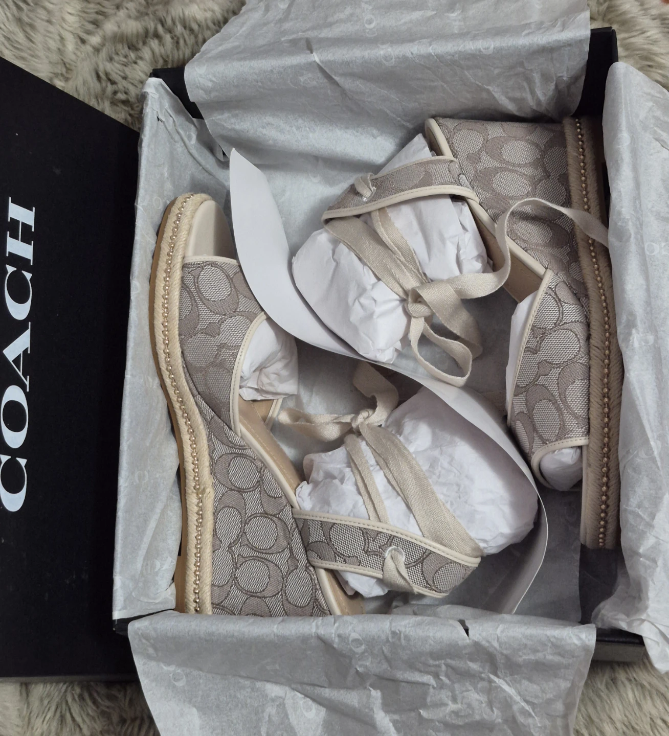 *NEW* Coach Page Jacquard Wedge Espadrille Sandals - photo 2