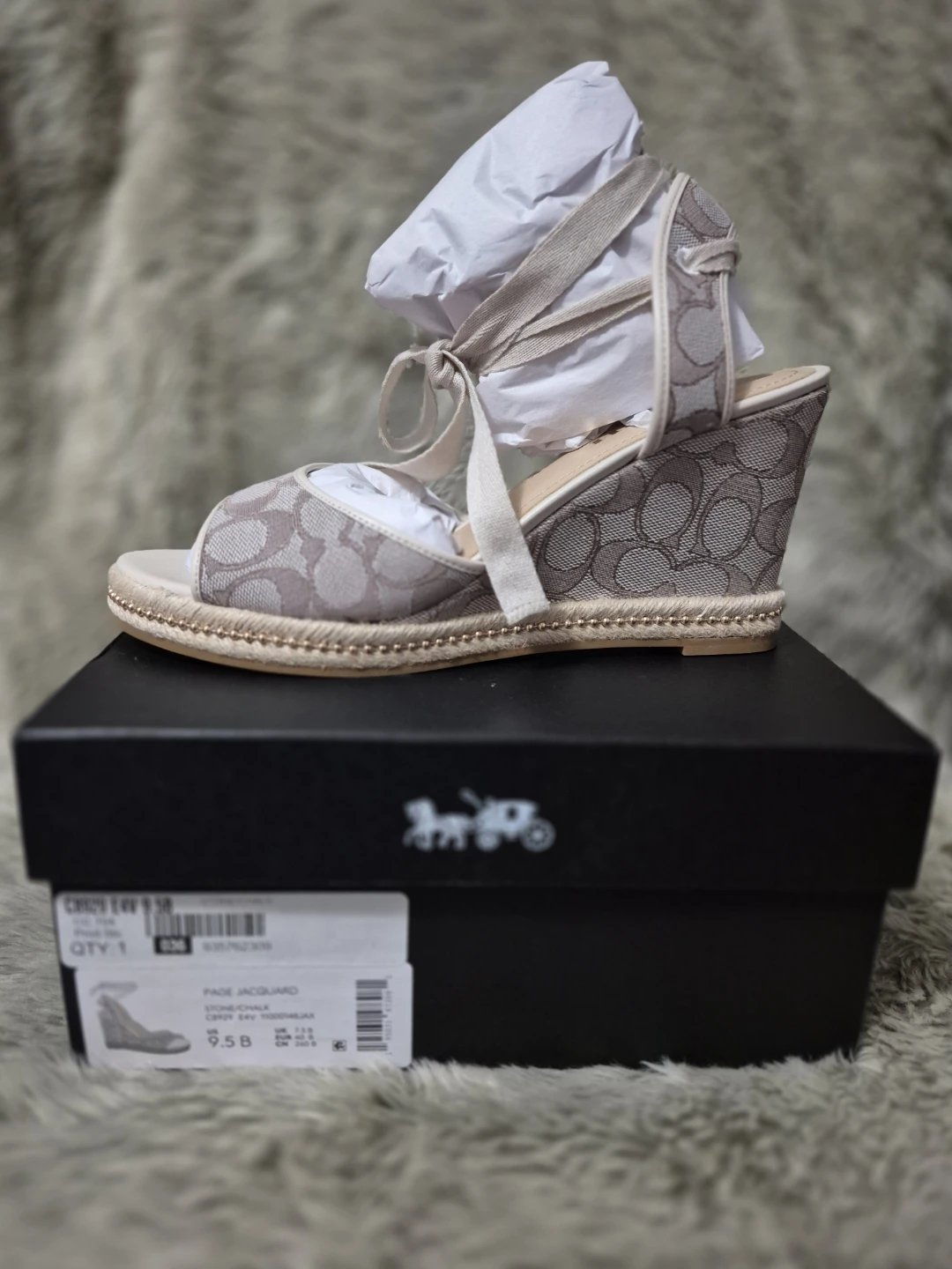 *NEW* Coach Page Jacquard Wedge Espadrille Sandals - photo 4