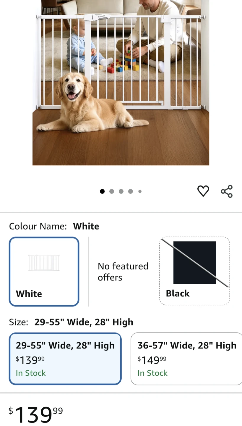 White Baby/Pet Gate (29-55"W x 28"H) - photo 2
