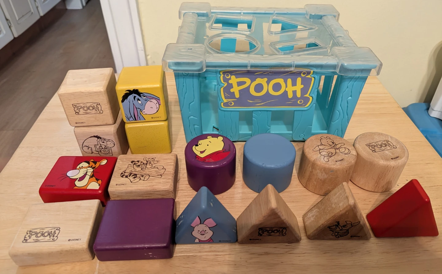 Vintage Disney Winnie the Pooh Shape Sorter Toy Set