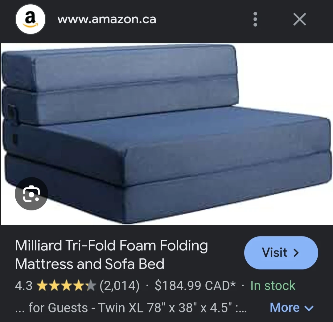 Milliard Tri-Fold Foam Folding Mattress and Sofa Bed - Twin XL