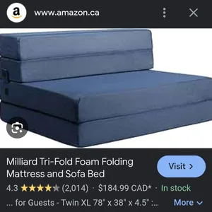 Milliard Tri-Fold Foam Folding Mattress and Sofa Bed - Twin XL