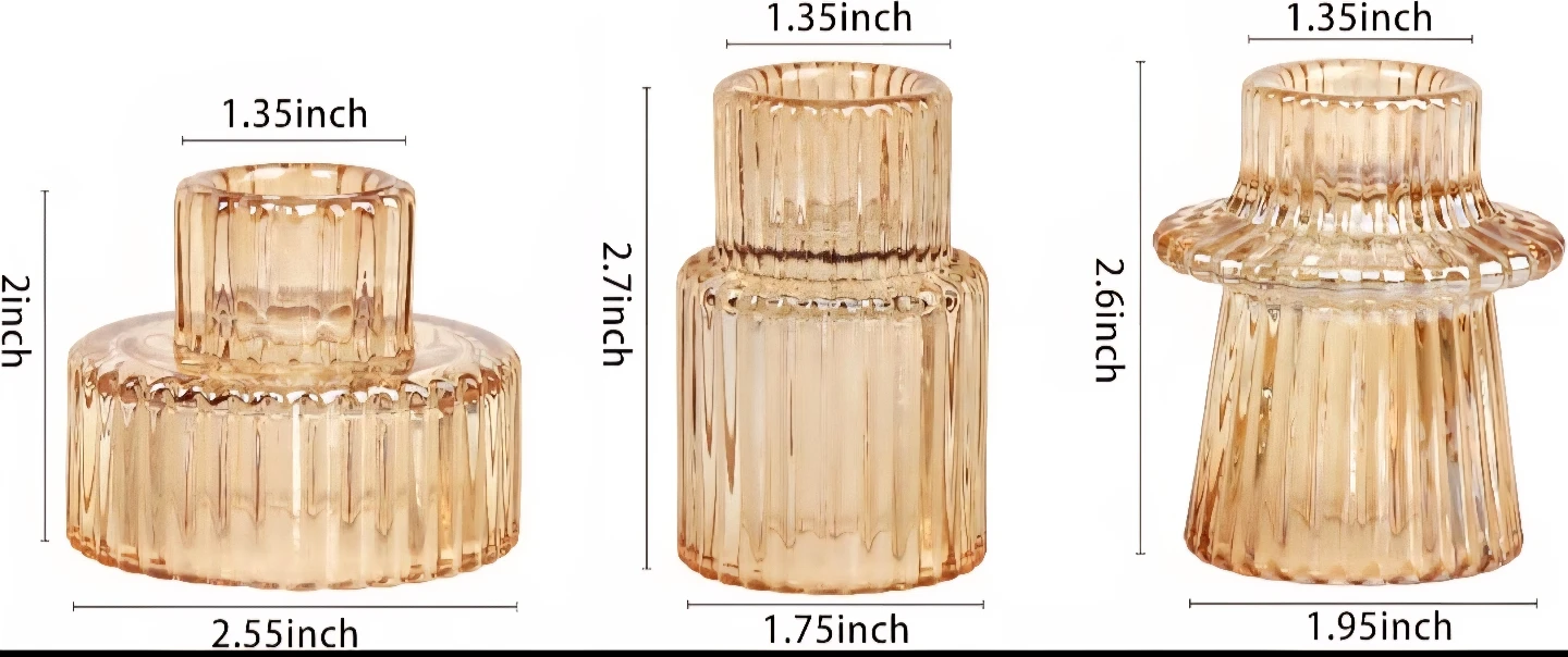 Amber Glass Candle Holders - Set of 6 - photo 3