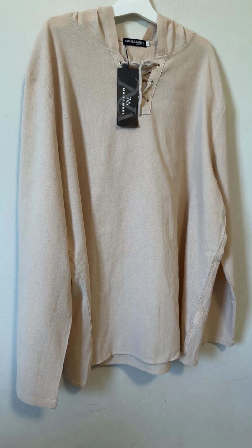 NANAMEI Cream Lace-Up Hoodie Pullover – New with Tag (XL)