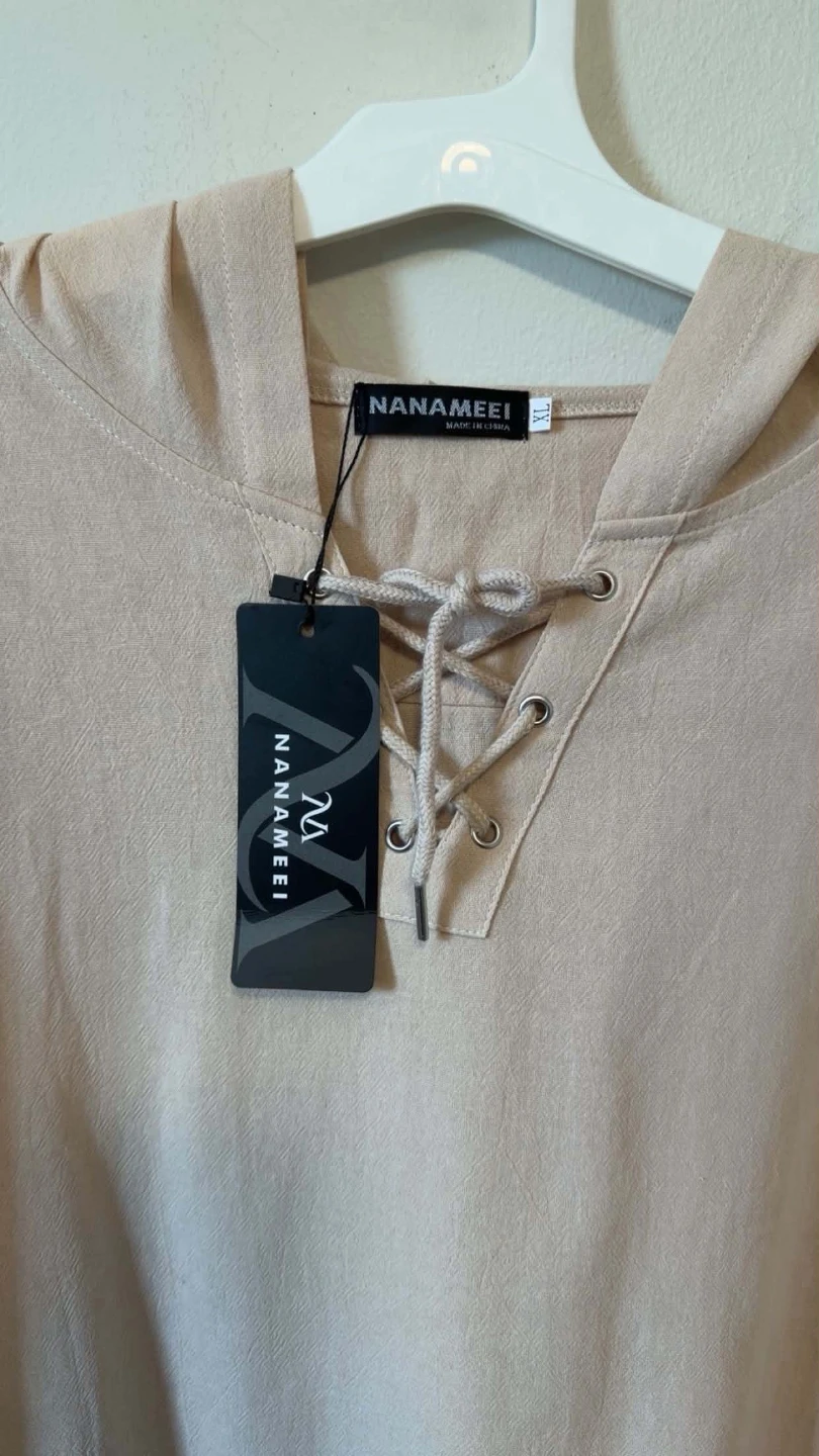 NANAMEI Cream Lace-Up Hoodie Pullover – New with Tag (XL) - photo 2