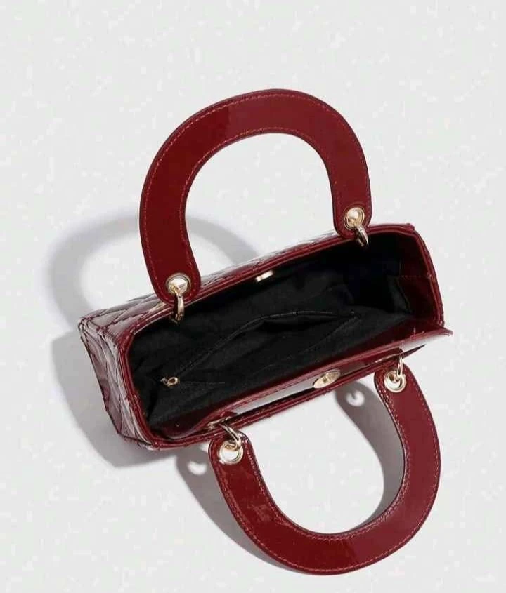 Quilted Patent Top Handle Handbag - Red - photo 2