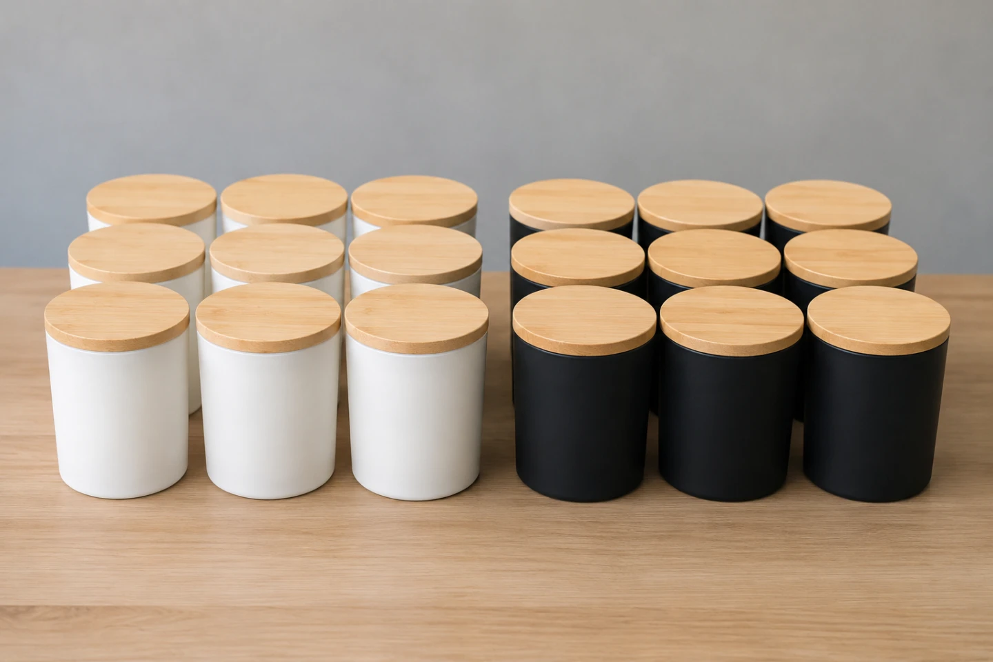 Set of 50 matte candle jars (empty) - with bamboo lids