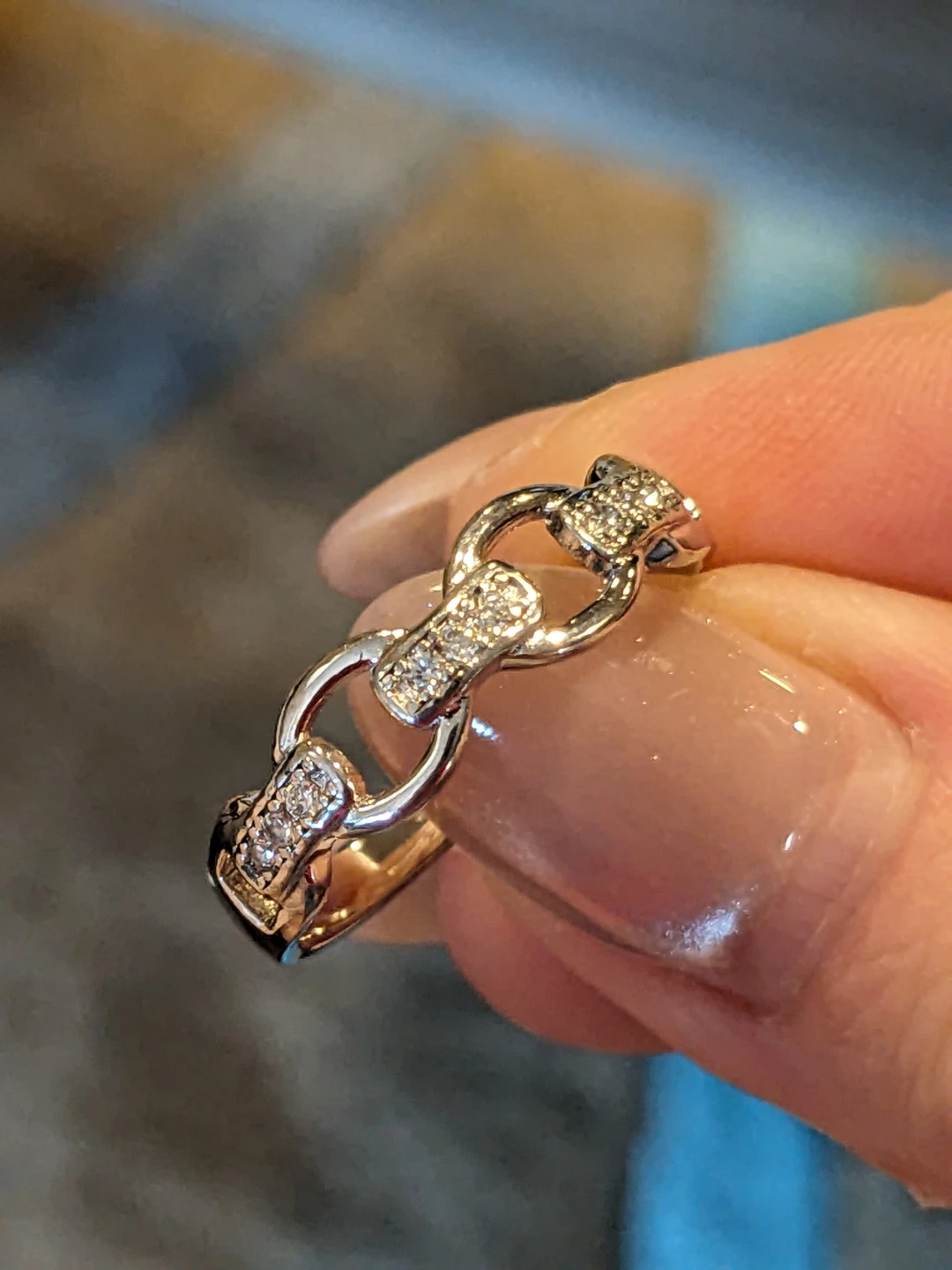 Size 8 Sterling Silver Chain Link Ring