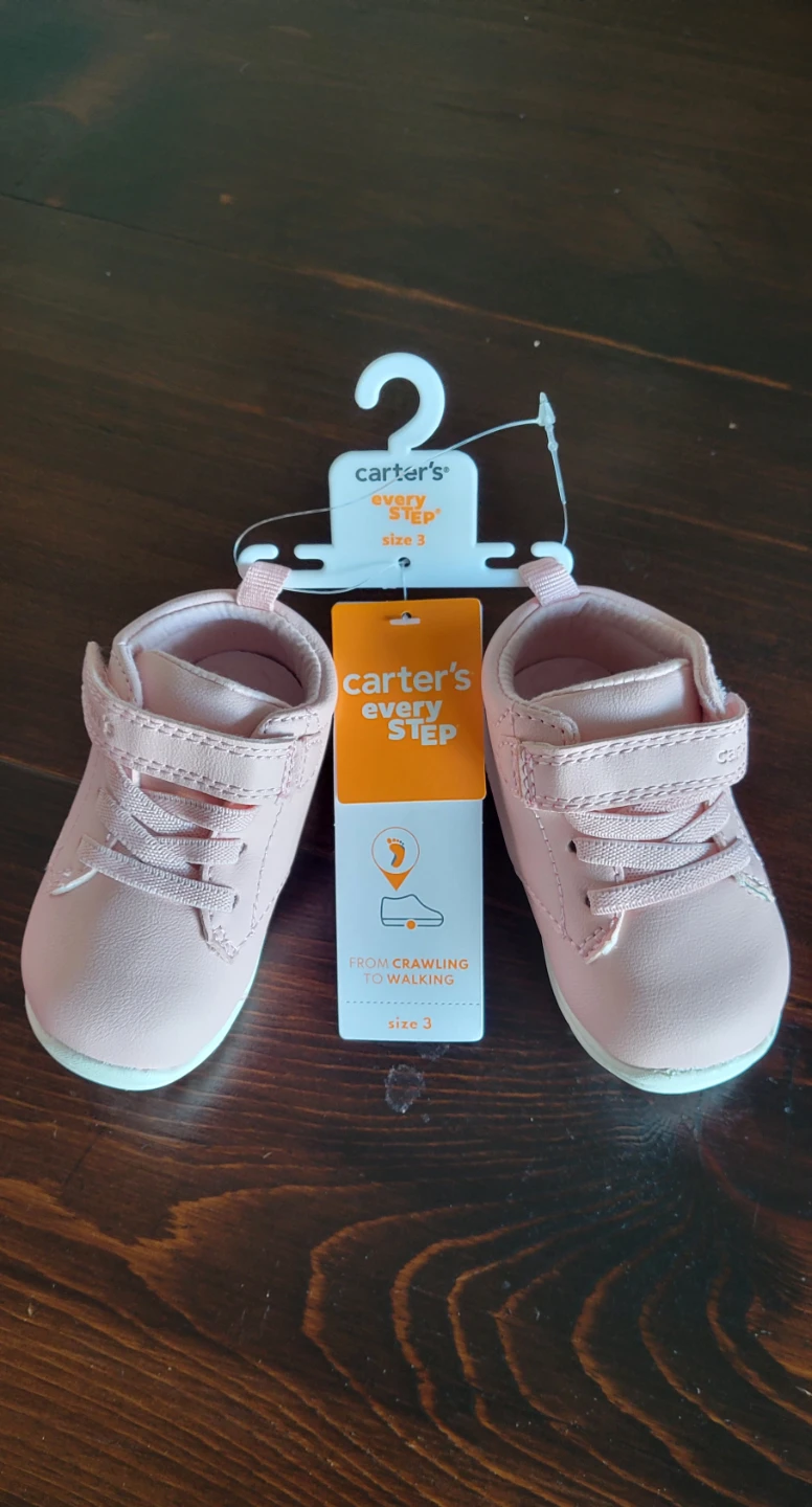 Carter's "Every Step" Pink Crib Shoes - Size 3 (6-9 Months)