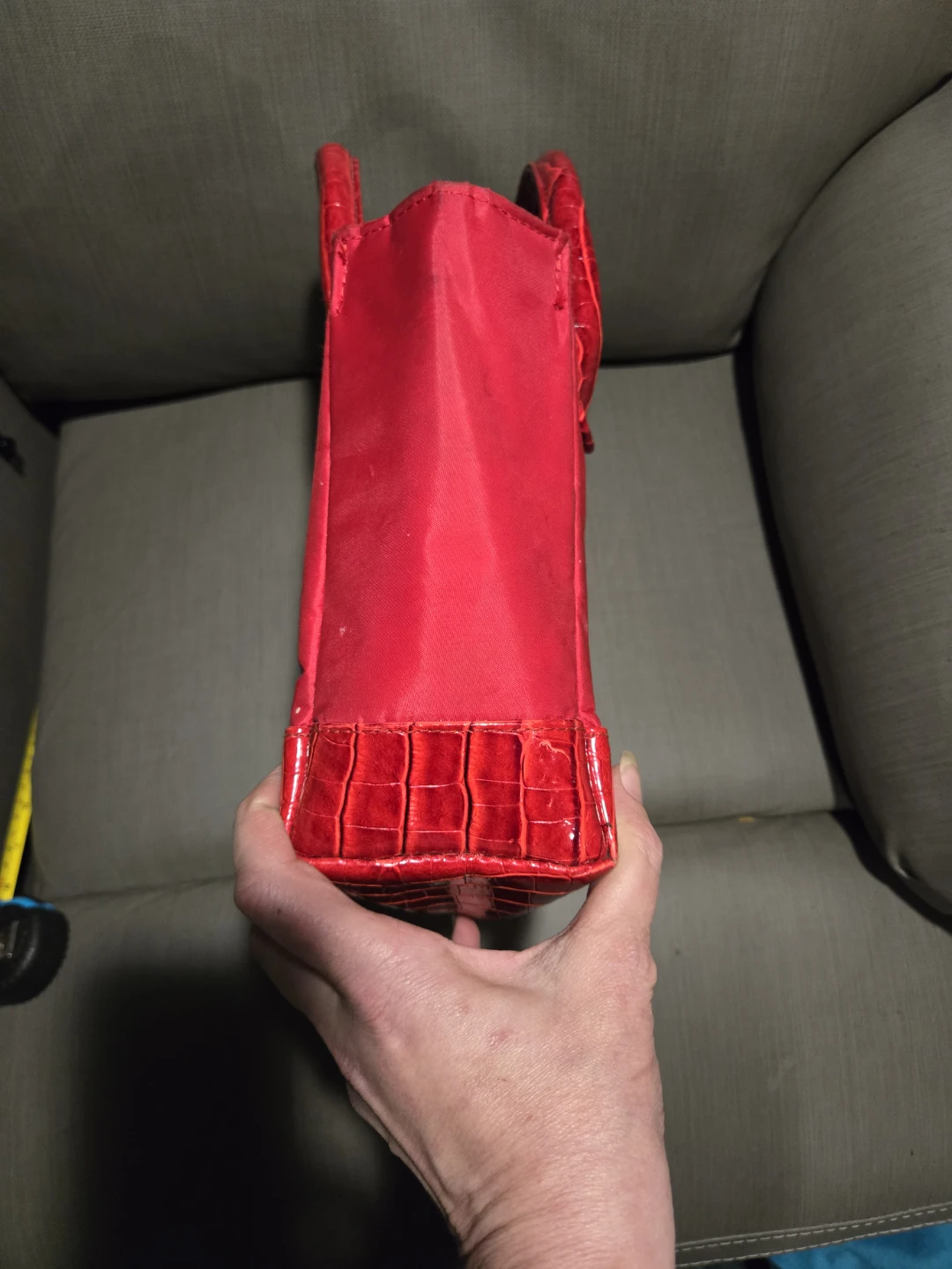 Elle Red Tote Bag with Croc Trim - photo 4