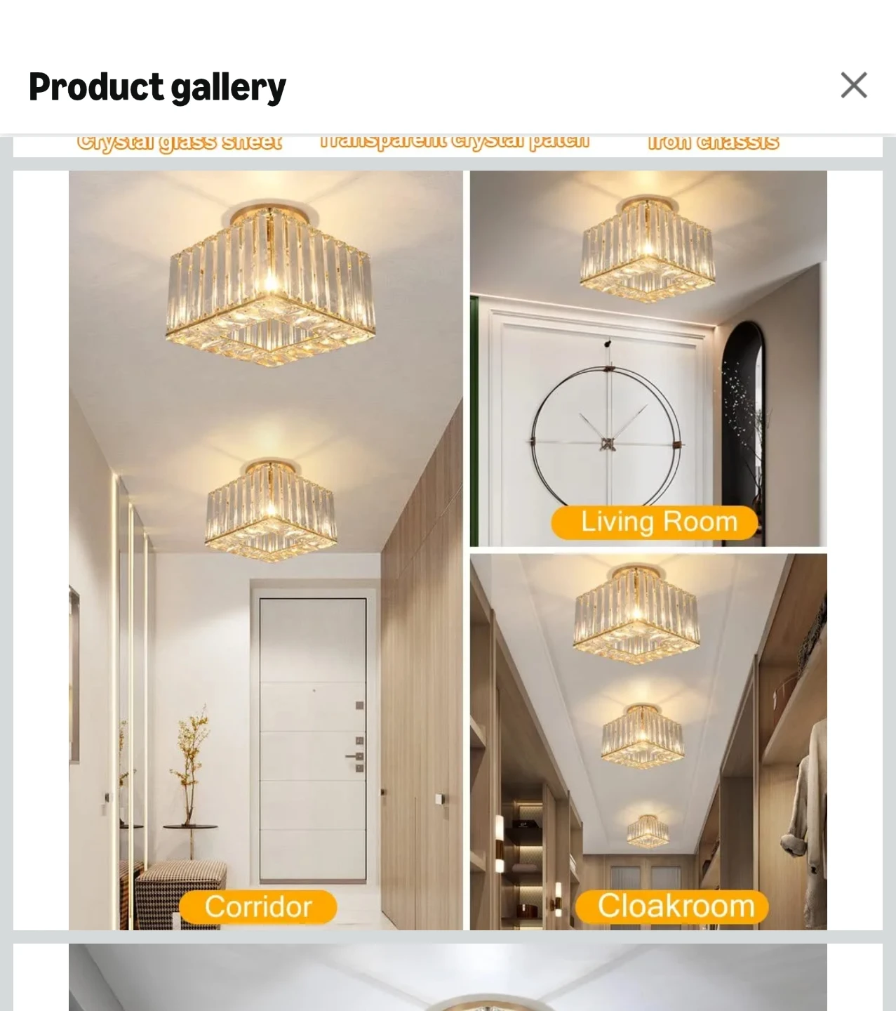 Square Crystal Flush Mount Ceiling Light Fixture - photo 3