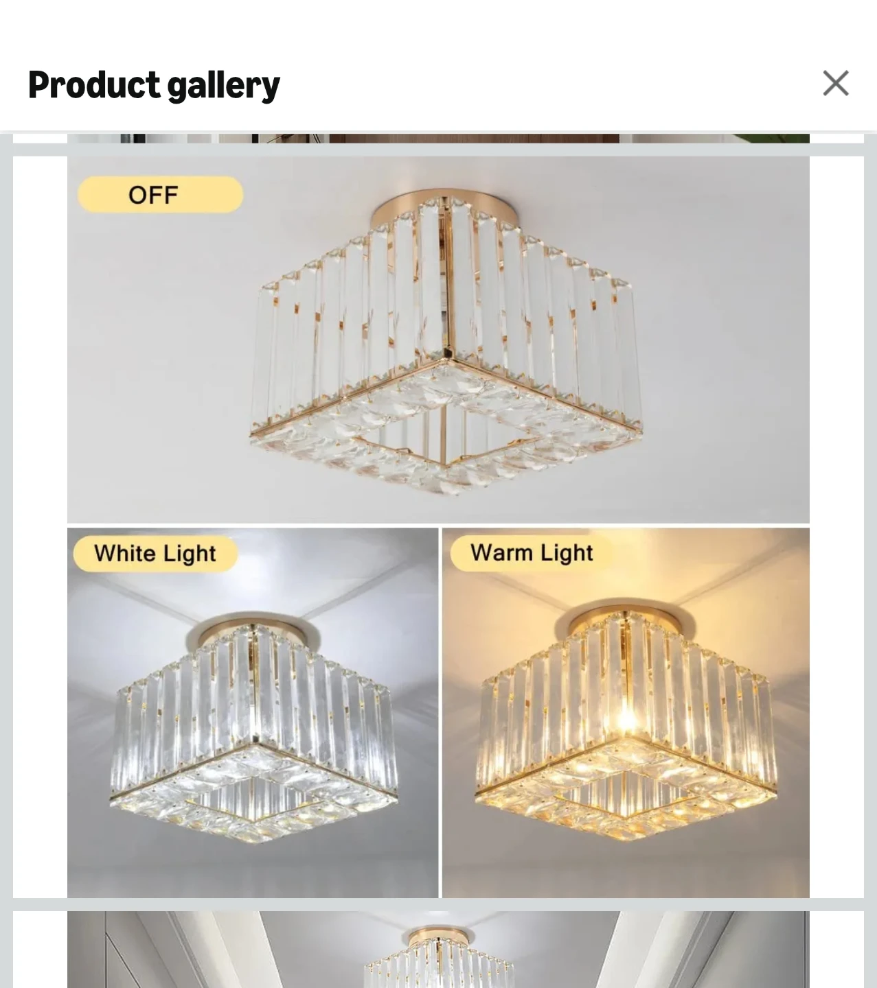 Square Crystal Flush Mount Ceiling Light Fixture - photo 4