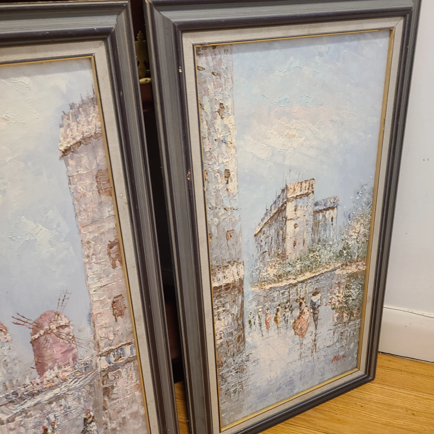 Set of 2 Framed Paris Street Scene Oil Paintings both for $20! - photo 3