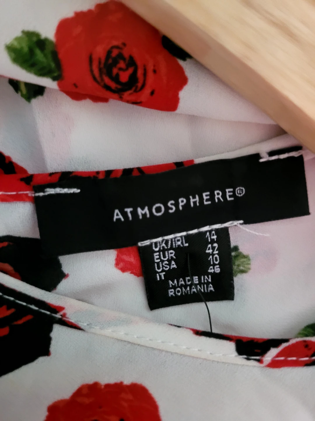 Atmosphere Women's White Rose Print Peplum Blouse Size 10 - photo 3