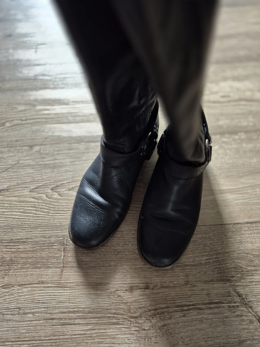 Frye Black Leather Knee-High Boots with Zipper - photo 2