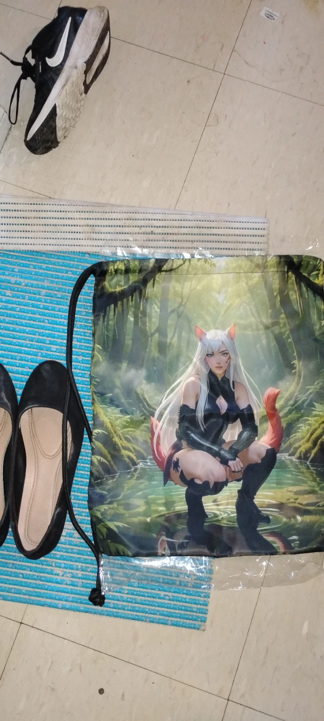 Drawstring Bag with Anime Character Print