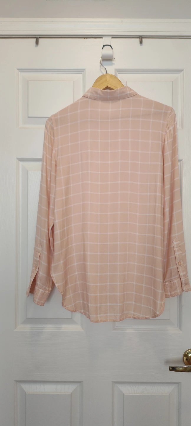 Calvin Klein Peach Plaid Long Sleeve Blouse - photo 2
