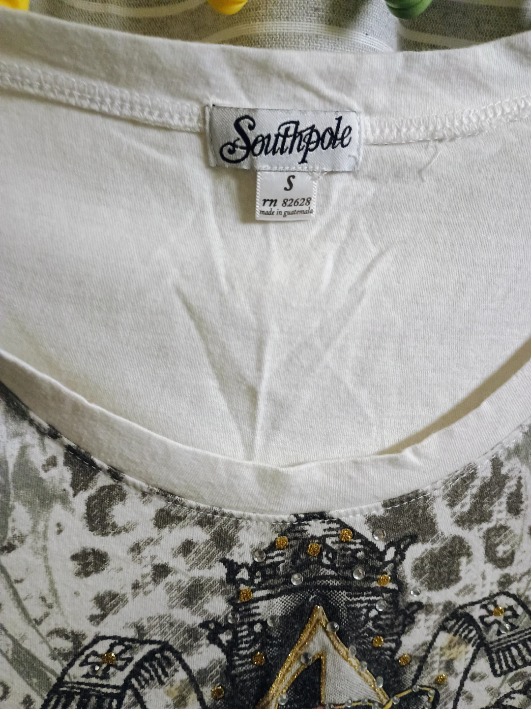 Southpole Women's Rhinestone Fleur de Lis T-Shirt Size S - photo 2