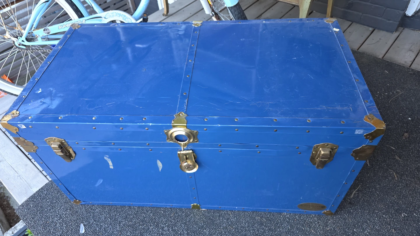 Blue Vintage Style Storage Trunk - large