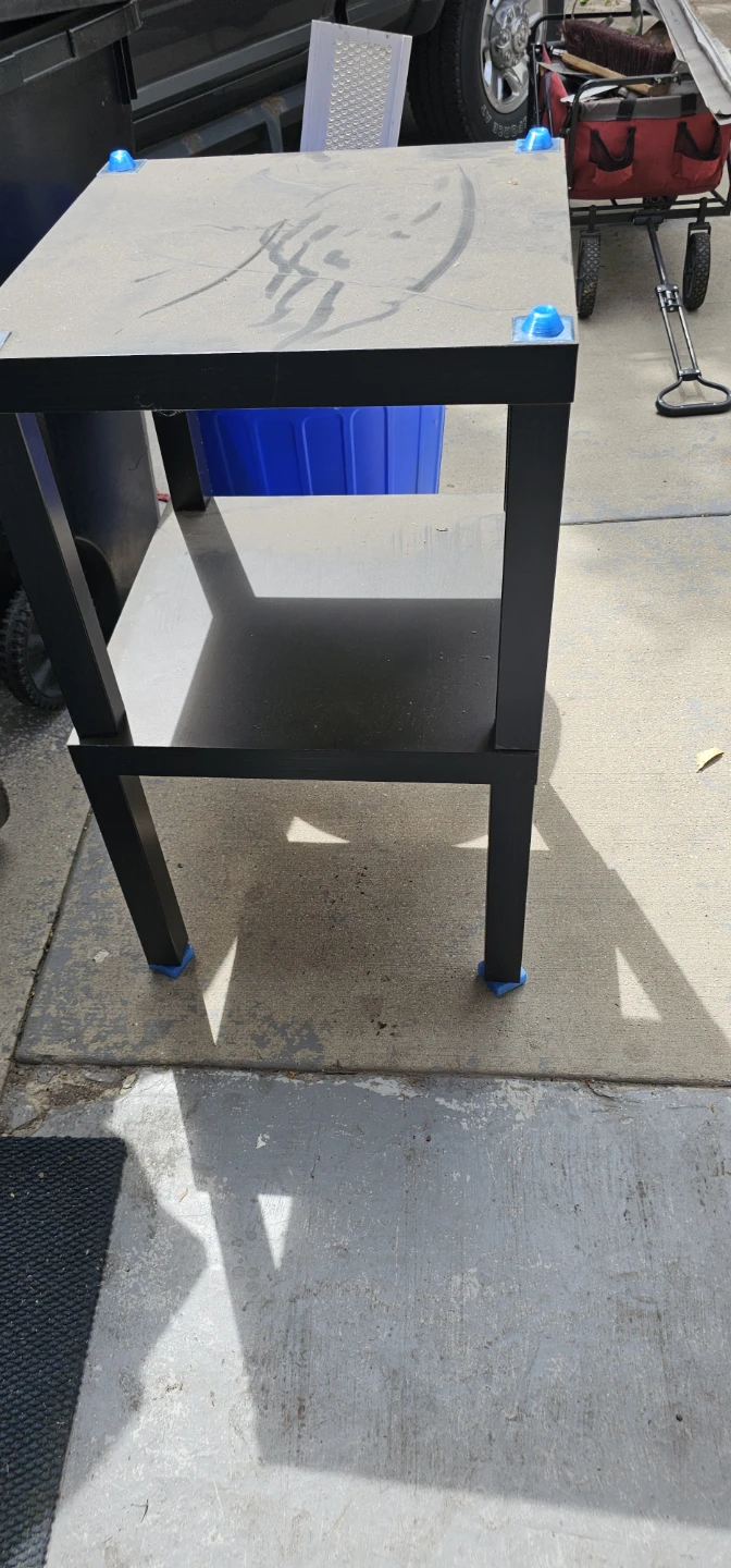 Black 2-Tier Side Table with Blue Feet