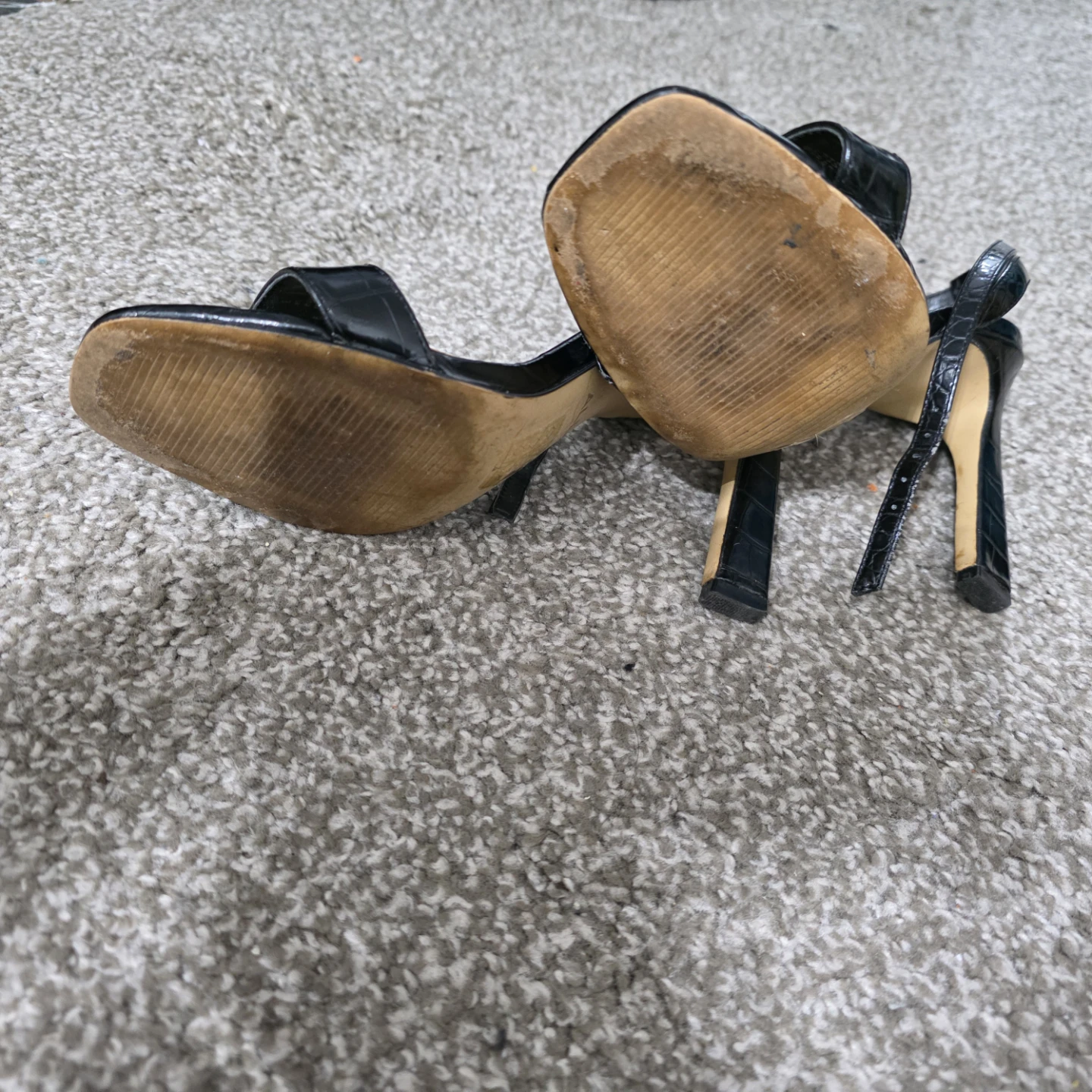 ALDO Black Crocodile-Embossed High Heel Sandals - photo 2