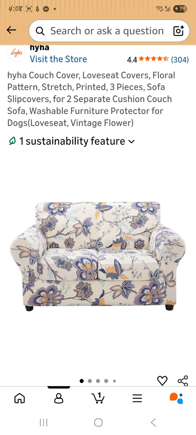 Floral Pattern Loveseat Couch Cover