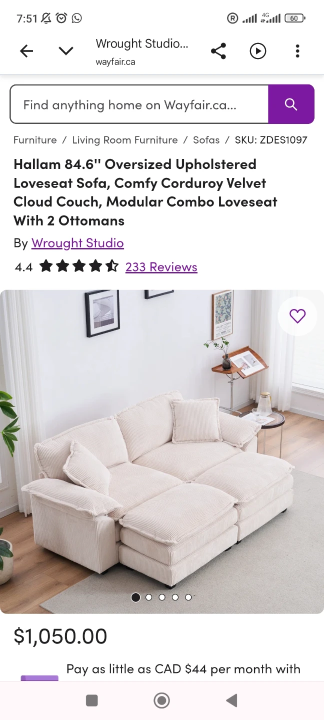 Corderoy White sofa - photo 5