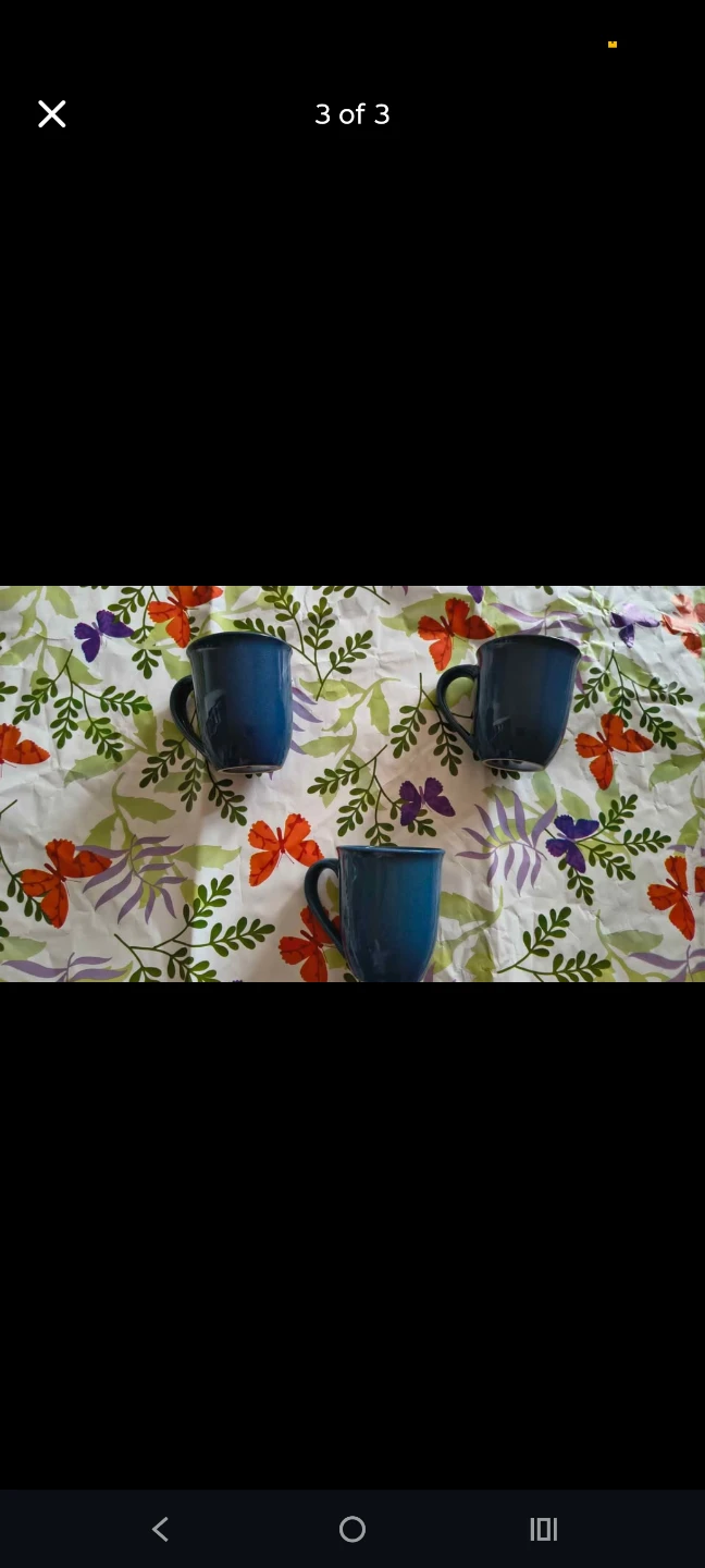 Set of 3 Blue Ceramic Mugs