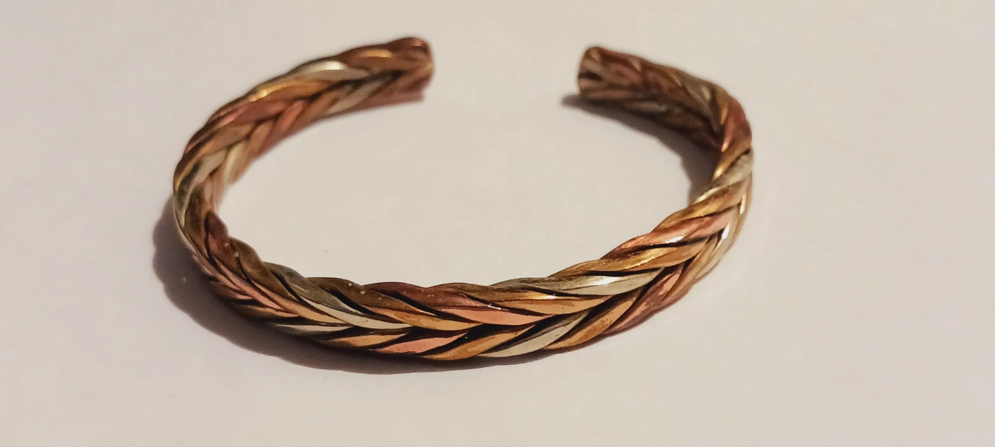 Vintage Copper Woven Twisted Rope Design Cuff Bracelet - photo 2