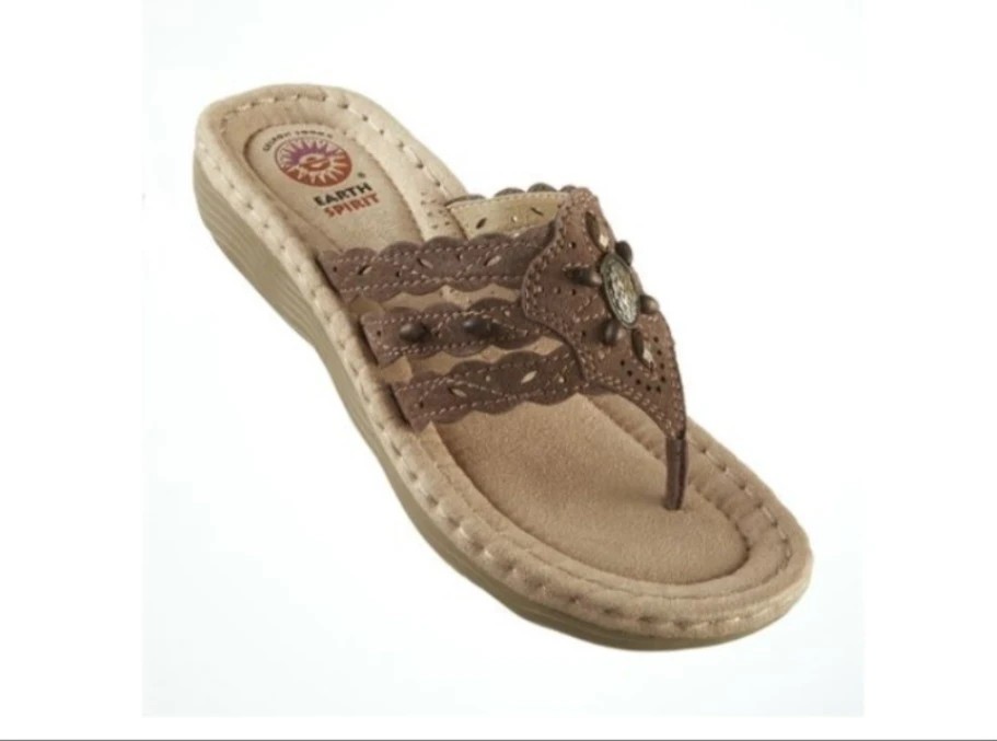 Earth Spirit Women's Brown Embellished Thong Sandals - photo 2