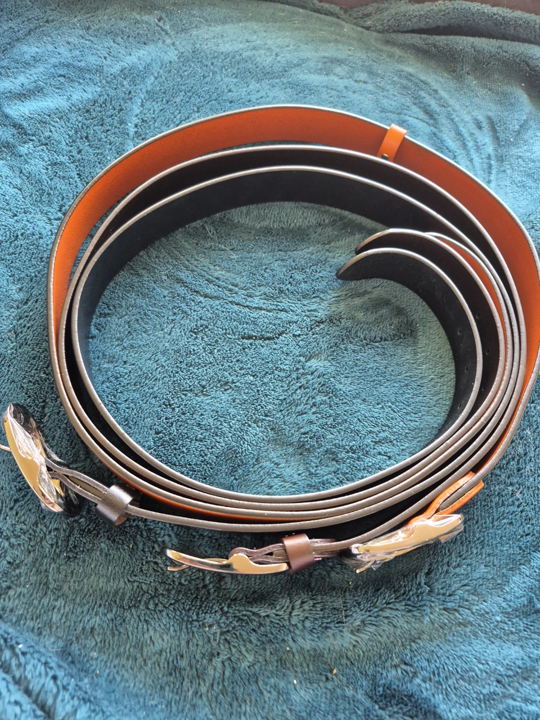 Two Leather Belts - Brown and Orange - photo 3