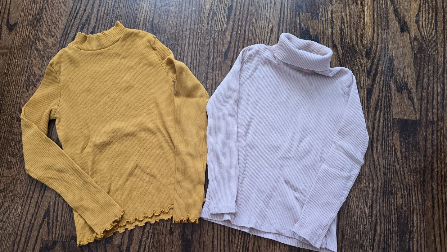 2 girls Ribbed Turtleneck Tops - Size 9-10Y