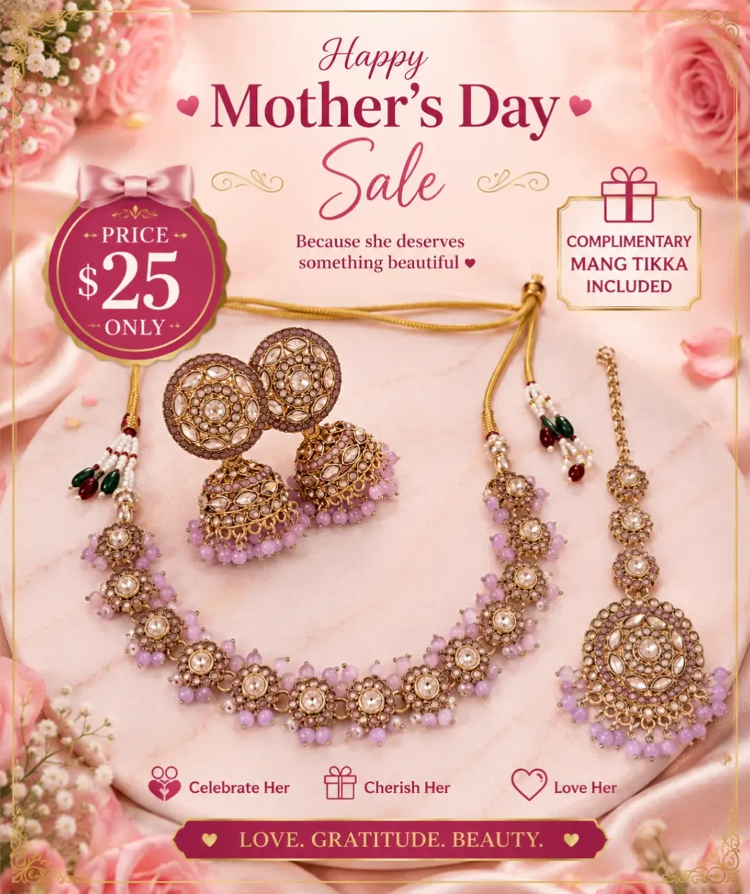 Mother's Day Jewellery Set with Mang Tikka