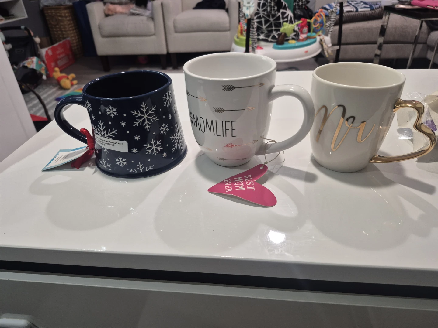 Set of 3 Mugs: Snowflake, Momlife, Mr.