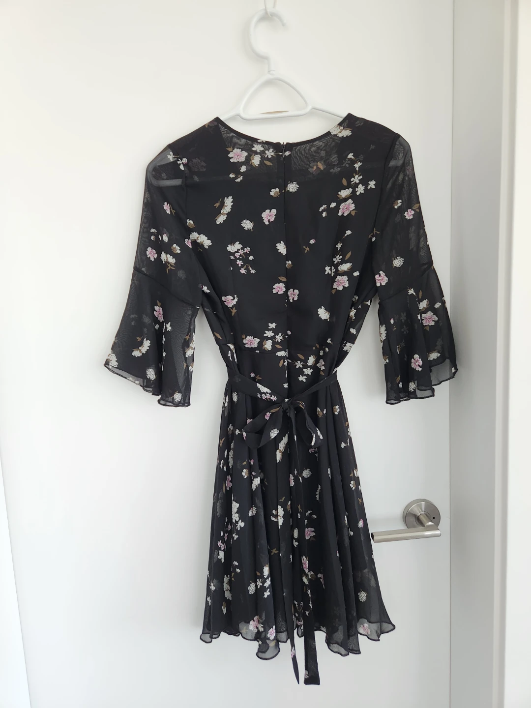 Black Floral Bell Chiffon Dress - photo 2