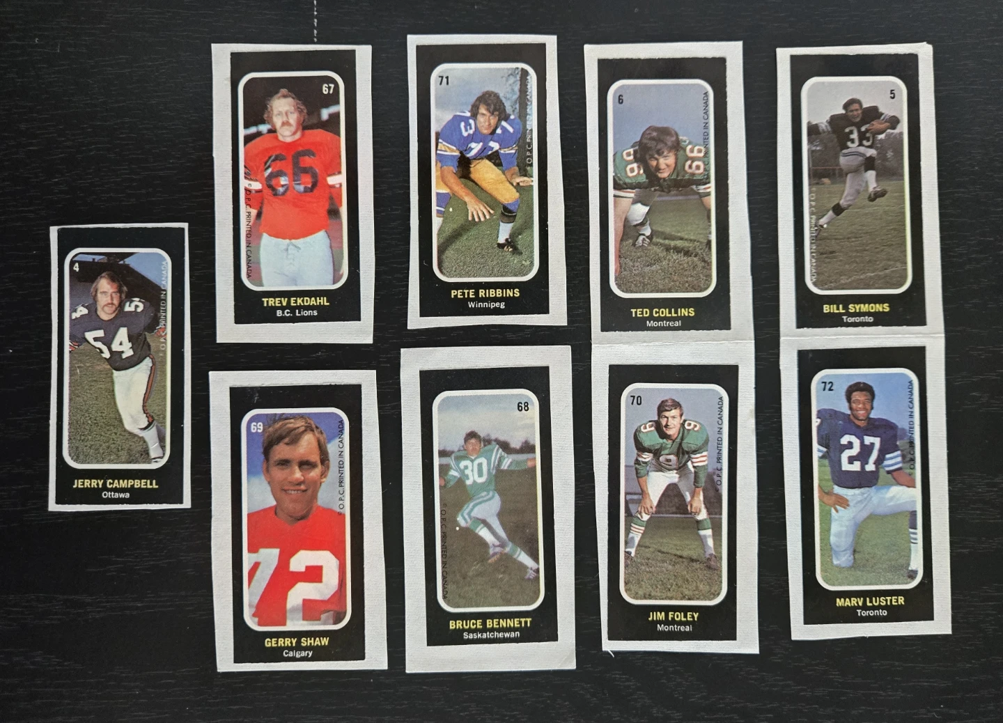 Rare Vintage 1972 OPC CFL Football Rare Sticker Inserts