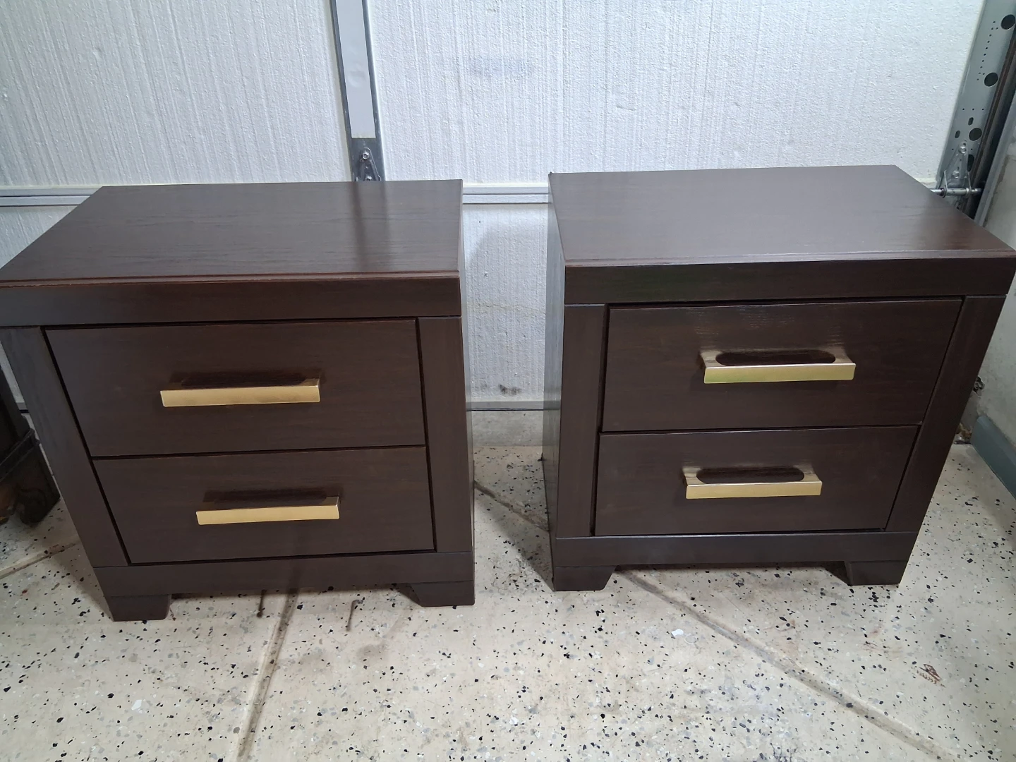Set of 2 Dark Brown Nightstands with Gold Handles - photo 2