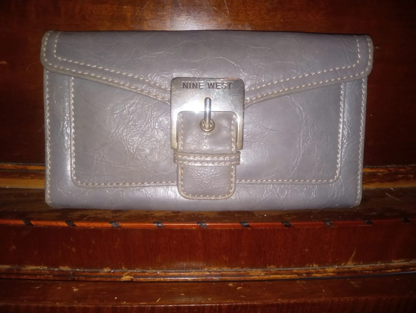 Nine West Gray Faux Leather Clutch Wallet