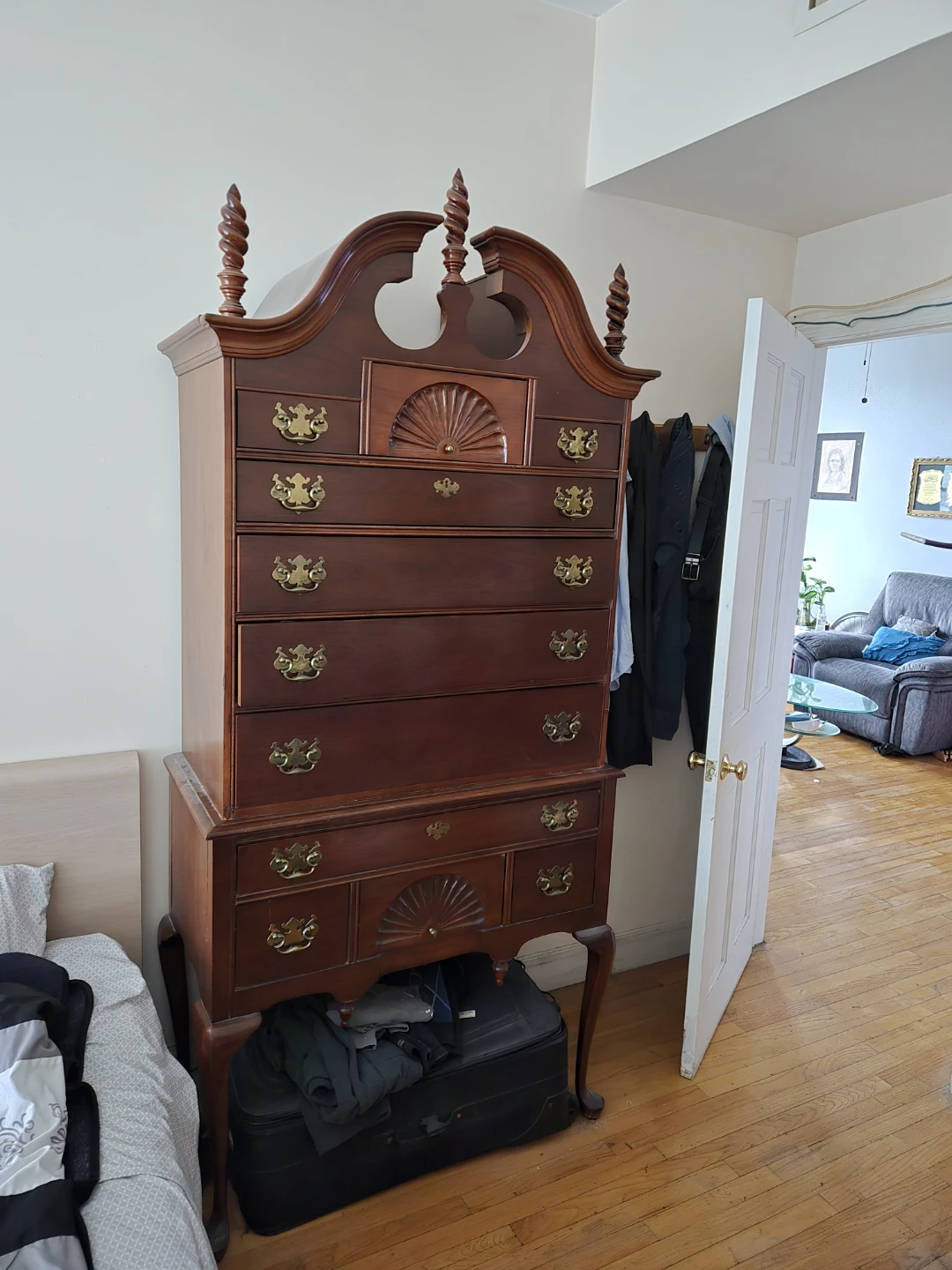 Vintage Mahogany Tall Dresser with Fan Detail