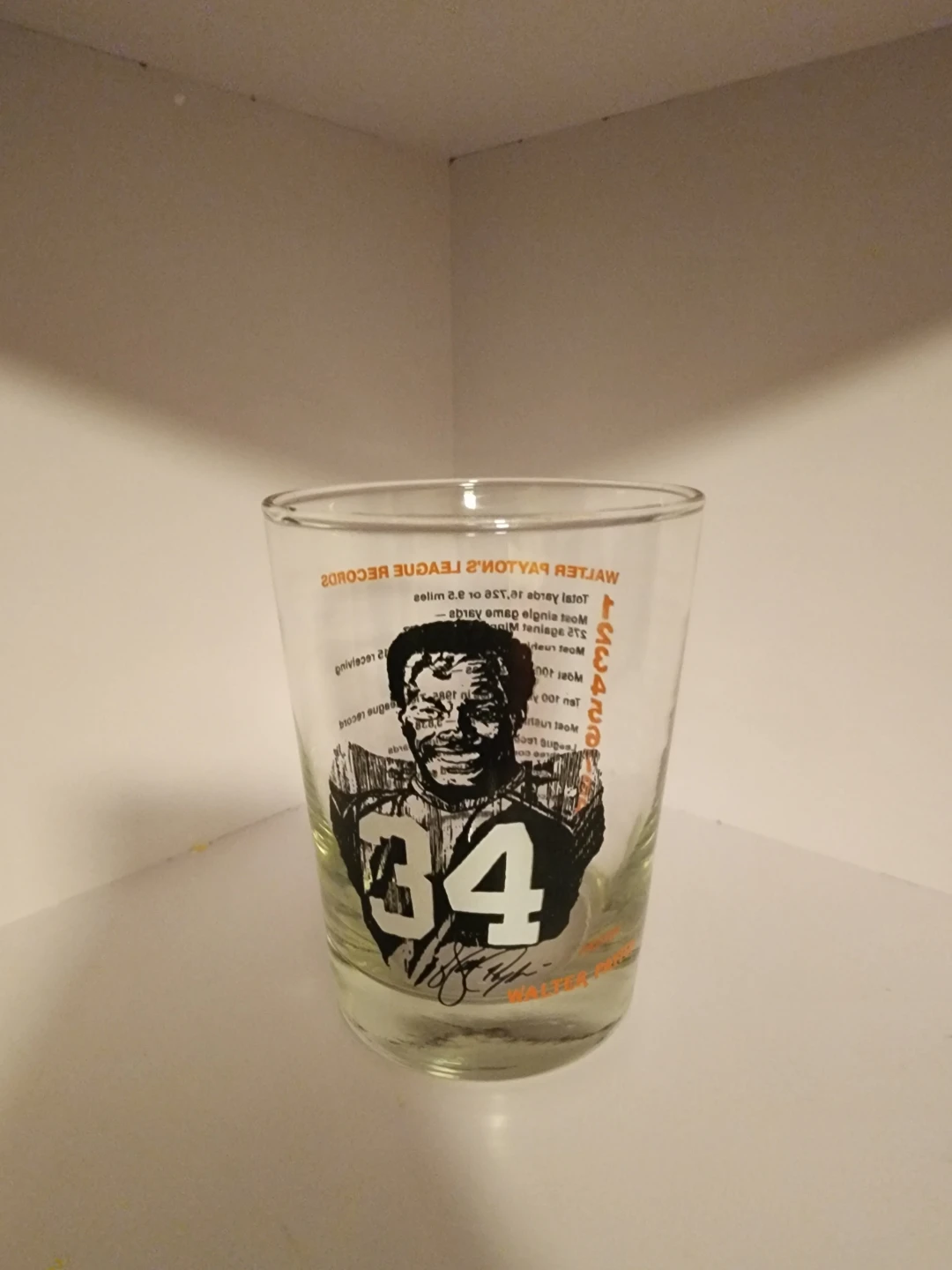 Walter Payton NFL Records Glass