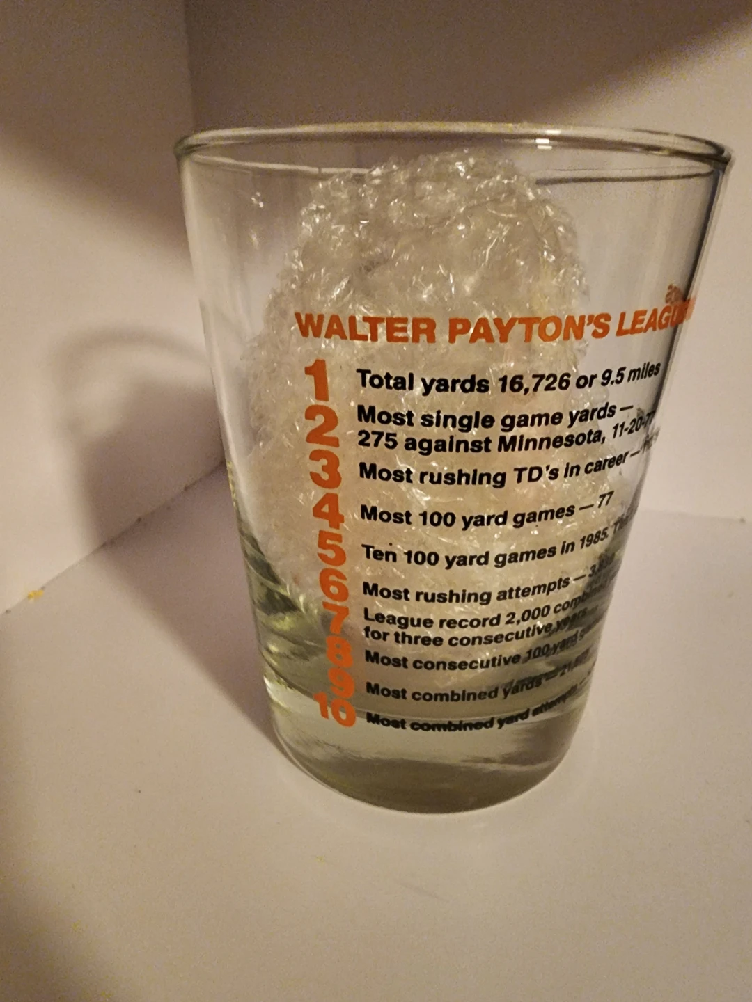 Walter Payton NFL Records Glass - photo 3