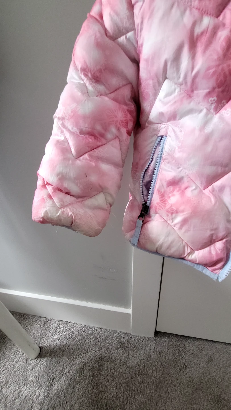 Children's Pink Tie-Dye Puffer Jacket with Faux Fur Hood - photo 4